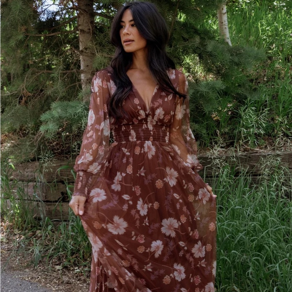Baltic Born Layla Tulle Maxi Dress - Chestnut Floral